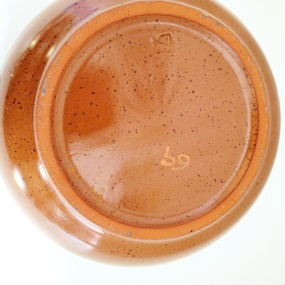 Terra Cotta Serving Bowl Hand Painted Floral Glazed Food Safe Stoneware 8" - Picture 7 of 9